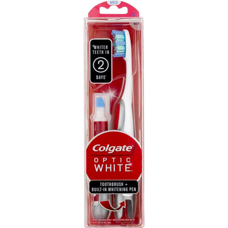 Colgate Optic White Toothbrush Plus Whitening Pen, Compact Head Medium