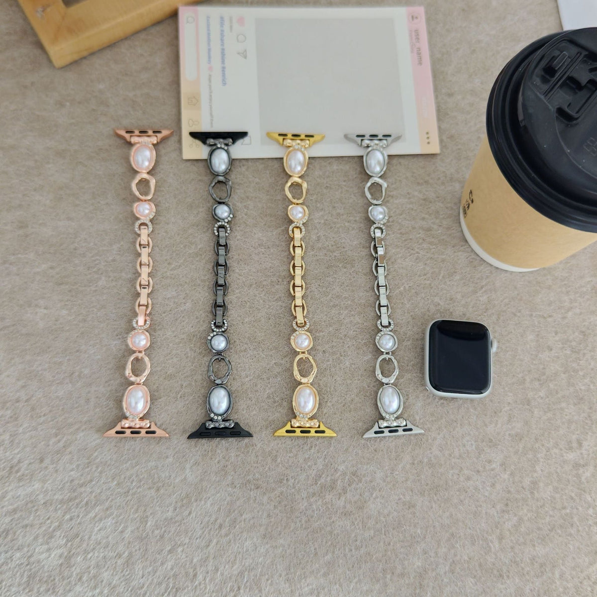 Suitable For IWatch S11 Generation Iwatch109876SE Pearl Diamond ChainStrap Xiaomi 9pro For Women