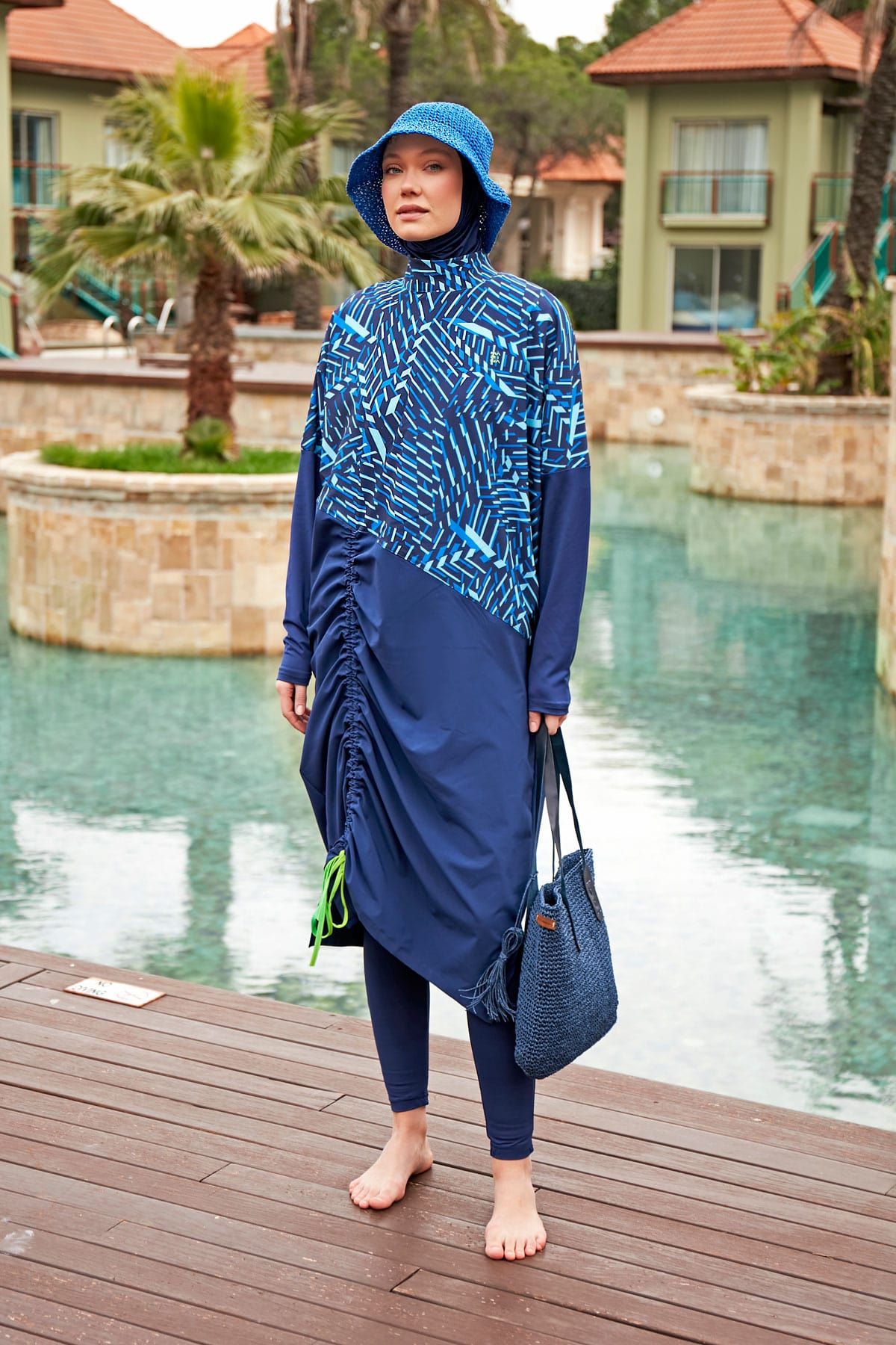 Woven Navy Burkini Modest Swimwear M2427