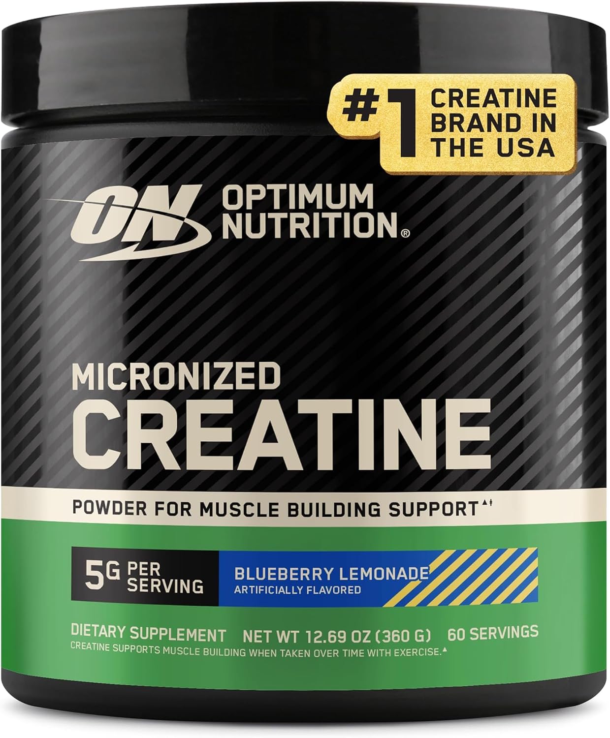Optimum Nutrition Micronized Creatine Monohydrate Powder, Blueberry Lemonade, 60 Servings