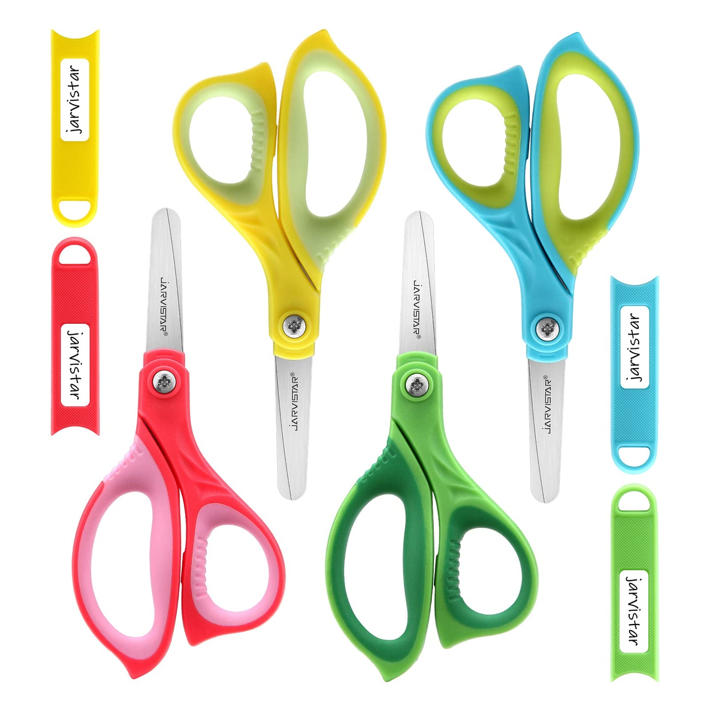 Kids Safety Scissors 4 Pack - 5.5 Inch Blunt Tip School Scissors with Cover for Children Ages 4+
