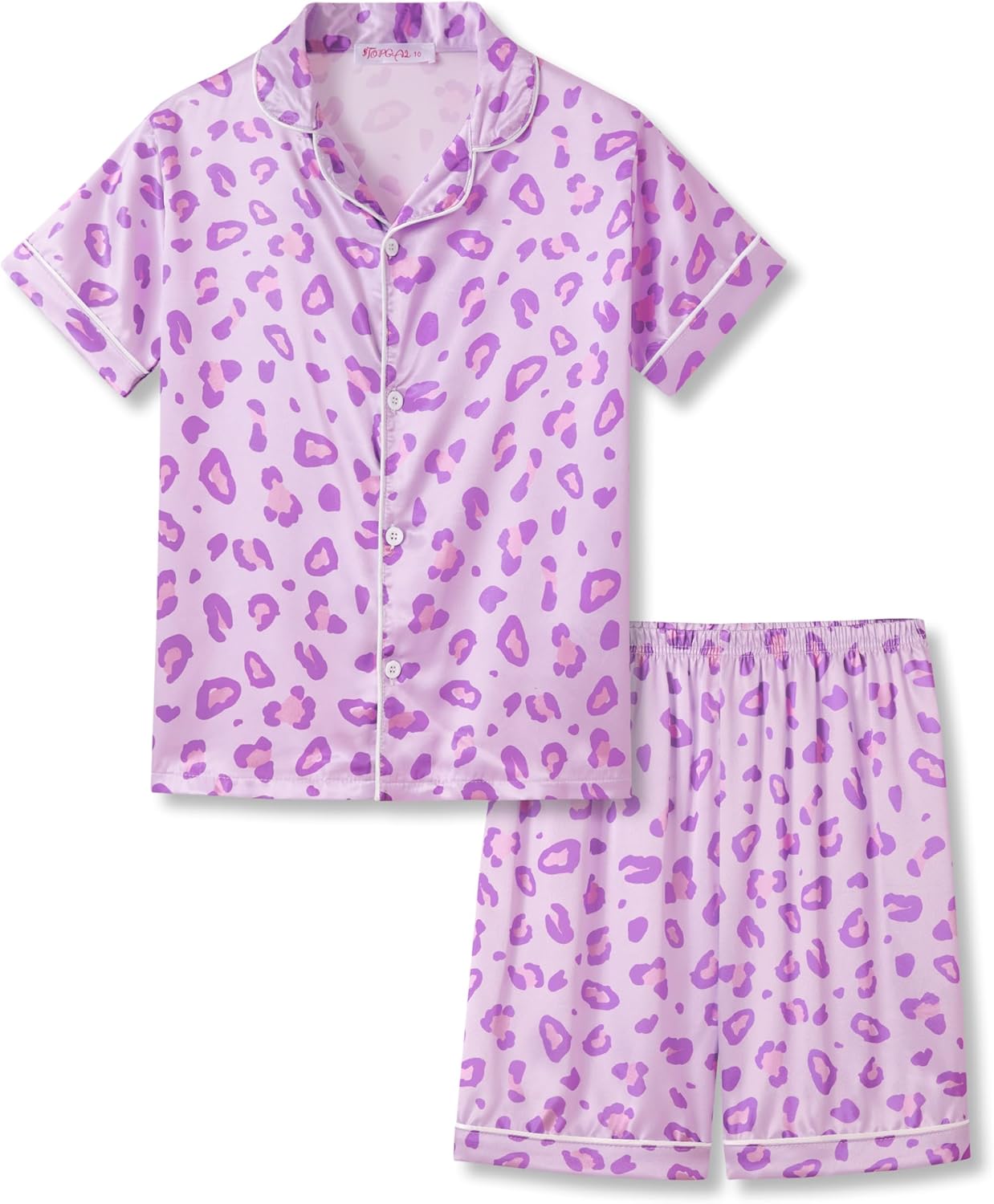 Girls Satin Pajama Set - Silky Button Down PJ with Shorts Size 6-16