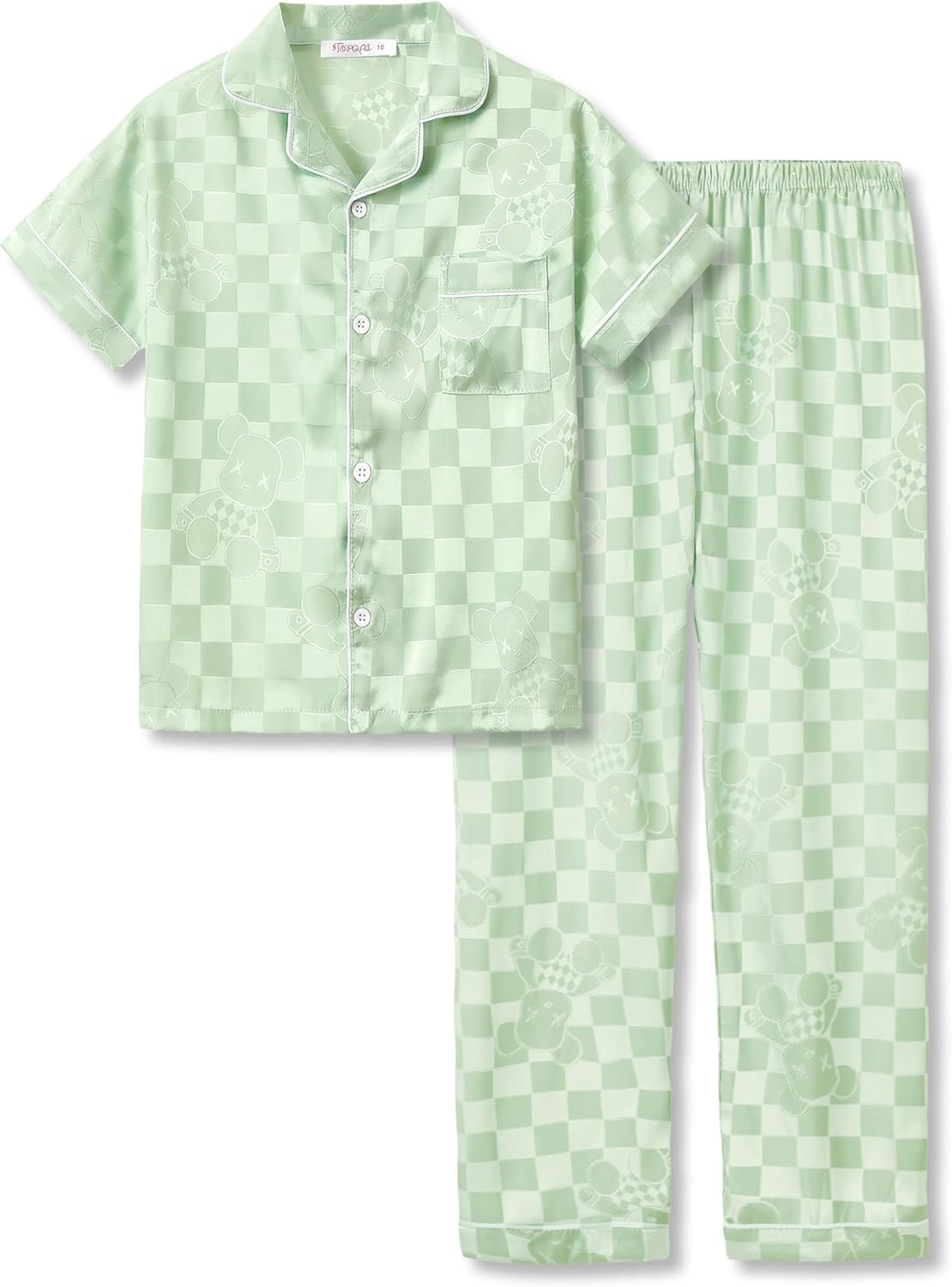 Girls Satin Pajama Set - Silky Button Down PJ with Shorts Size 6-16