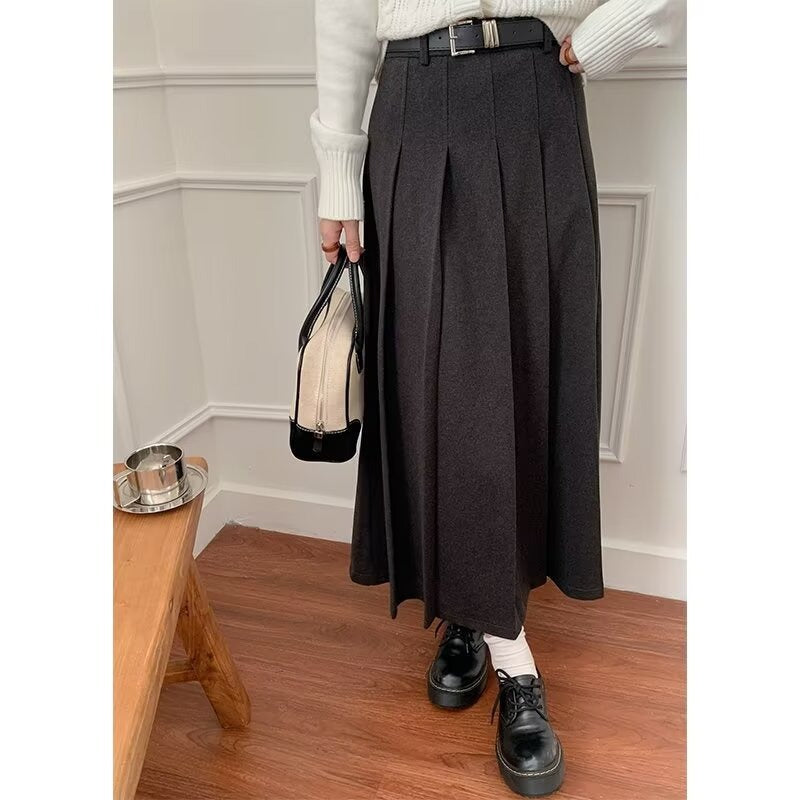 Womens Fashionable Casual Wool Plus-Size Skirt
