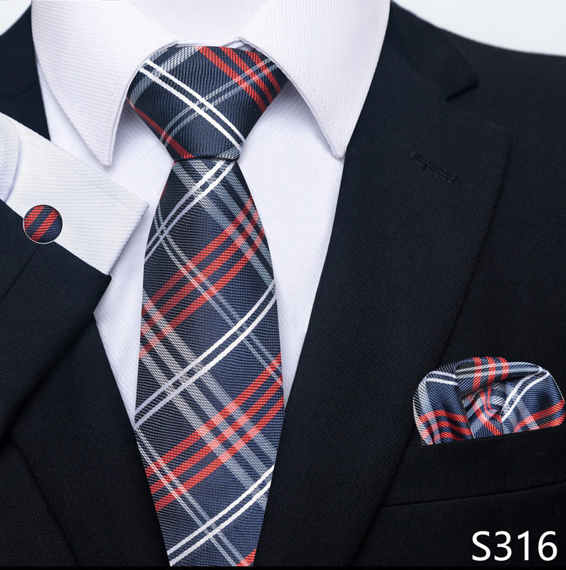 Men's Creative All-match Business Formal Wear Tie Scarf Cuff Buckle Set