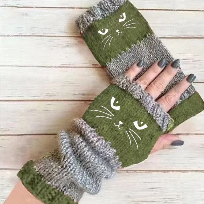 New Autumnwinter Stylish And Warm Patchwork Embroidered Gloves