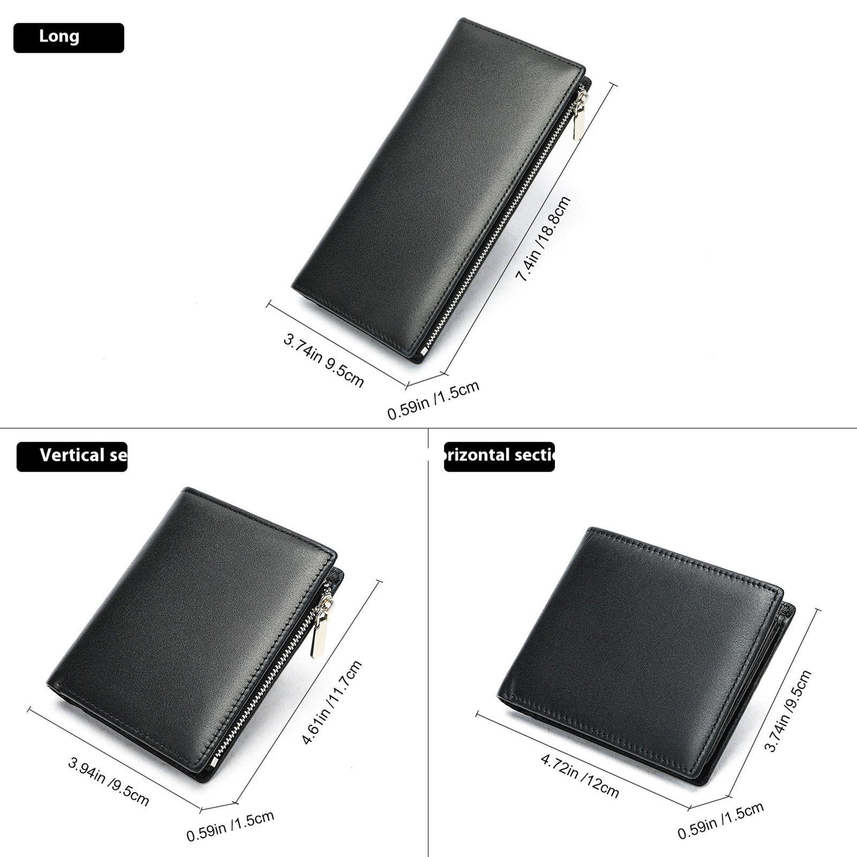 Handmade Cowhide Men's Zip Wallet Anti-theft