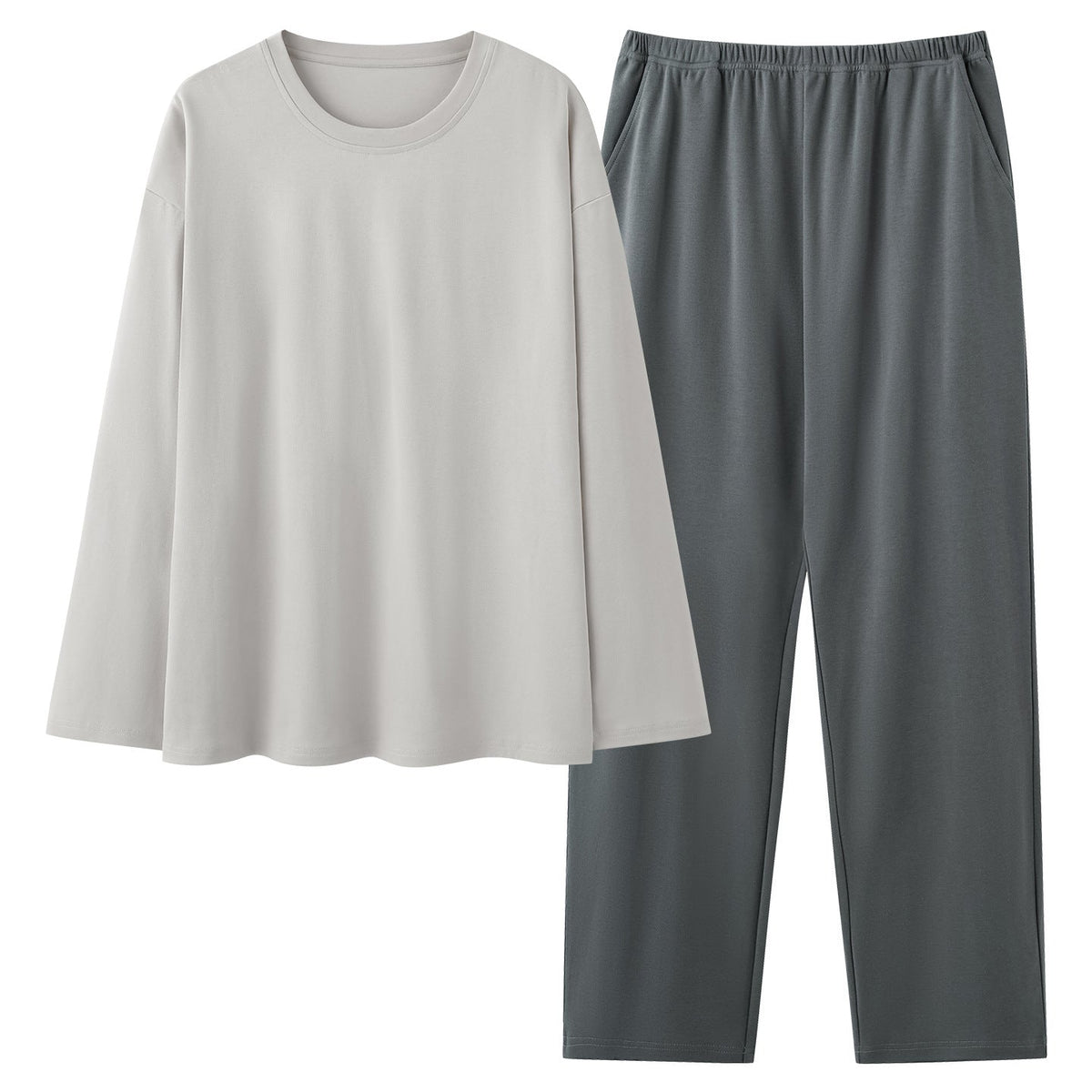 Mens 100 Cotton Pajama Set With Long-sleeve Top And Long Pants
