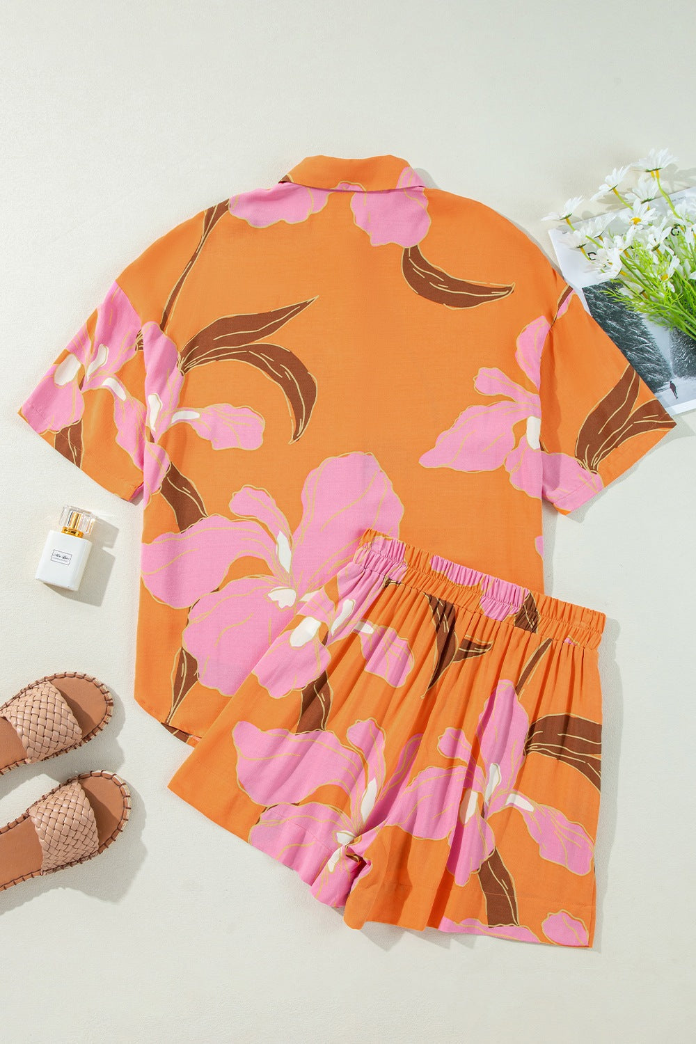Floral Print Shirt and Shorts Set