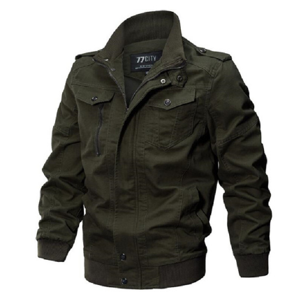 Men's Fall Jacket - Washed Cotton Military Style Plus Size
