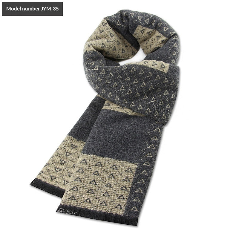 Mens Wool-Blend Plaid Scarf Winter Warmth & Extra Thickness