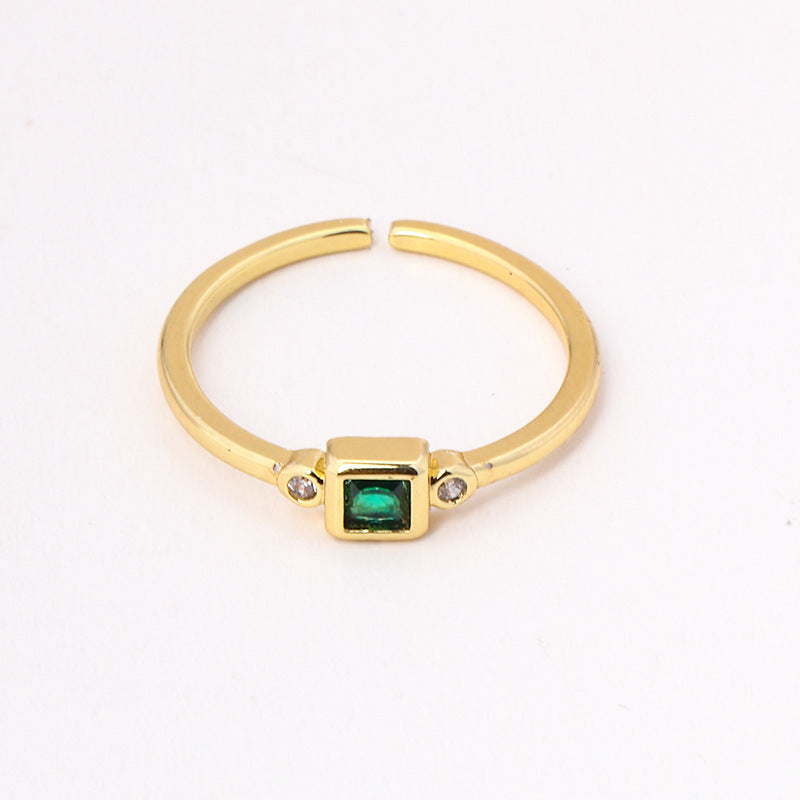 Geometric Square Zircon Copper Ring
