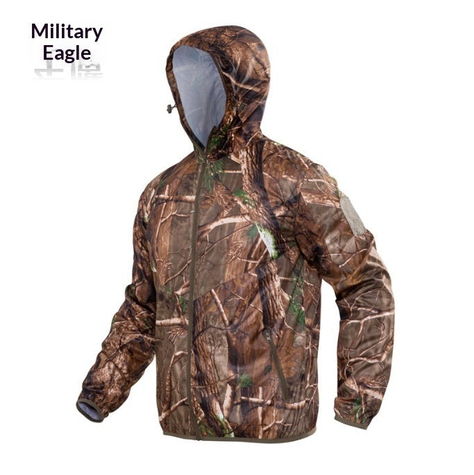 Quick-drying Camouflage Skin Suit Tactical Hooded Outdoor Windbreaker With Breathable Design