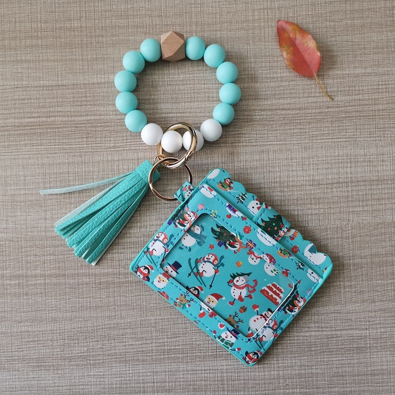 Silicone Beads Bracelet Key Chain Leopard Print