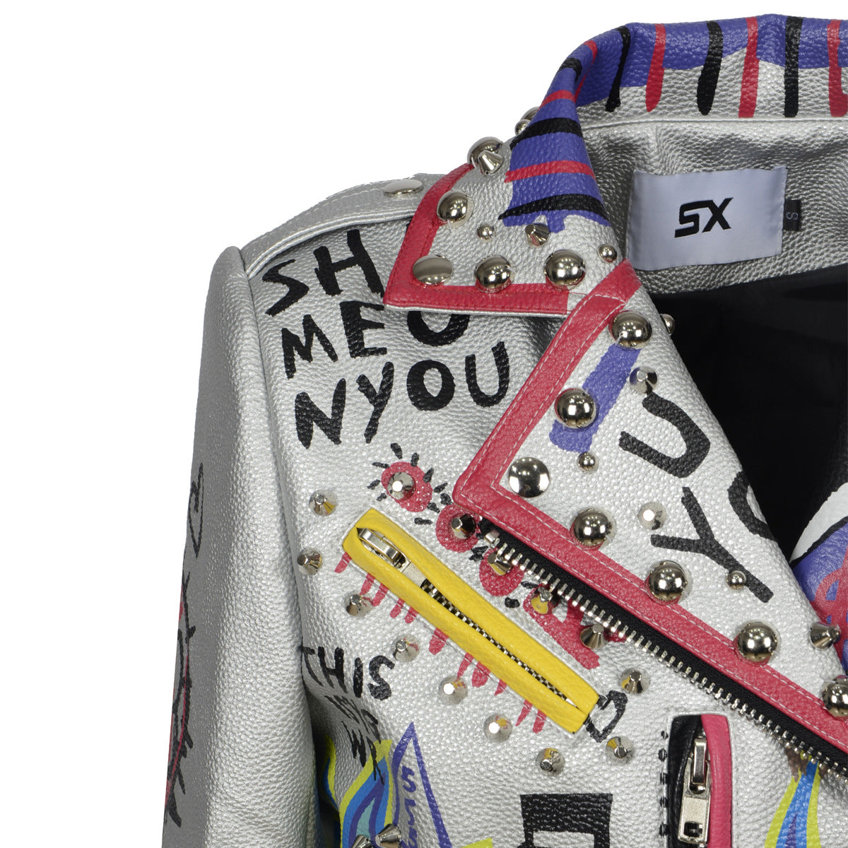 Punk Rock Style Women's Leather Jacket with Studs