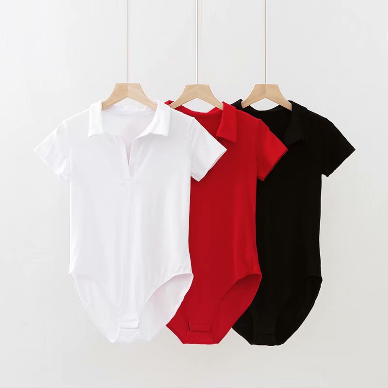 Slim fit short-sleeved T-shirt rompers
