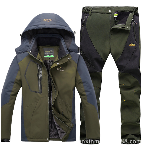 Men's Winter Waterproof Fleece Lined Outdoor Jacket Set