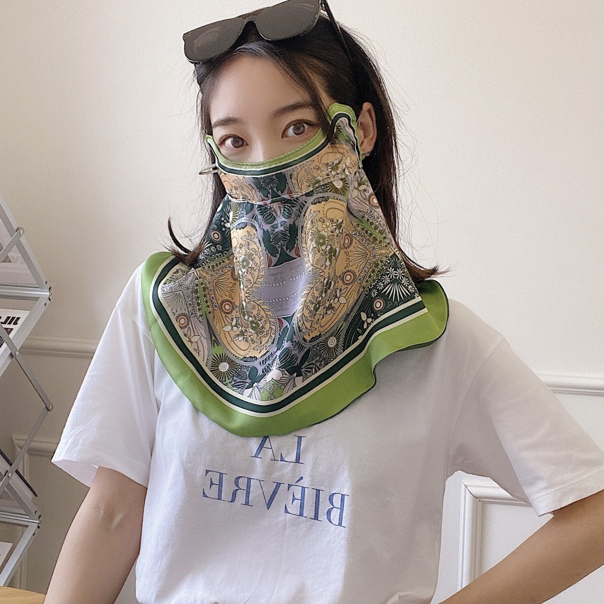 Female Printed Breathable Eye Corner Protection Summer Sunscreen Mask