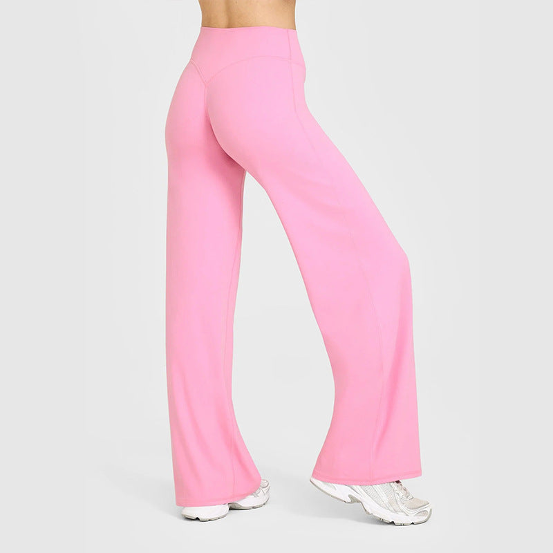 Loose Straight-leg Yoga Pants That Create A Slimming High-waisted Look