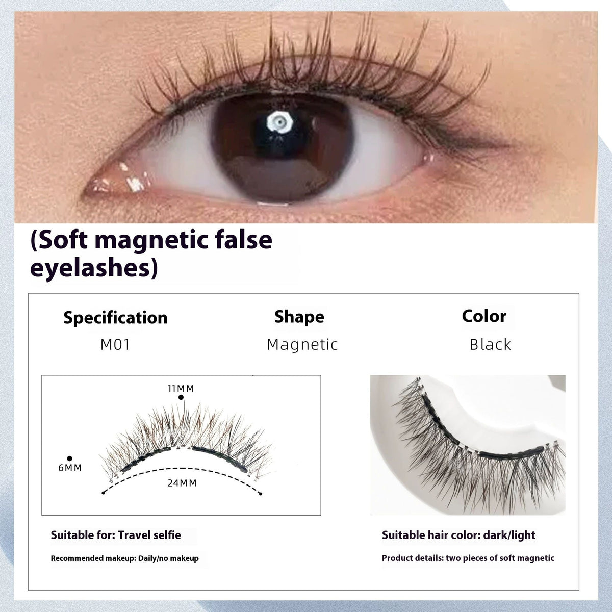 Magnetic False Eyelashes Natural Long Lasting Eyelashes Integrated Soap Holder