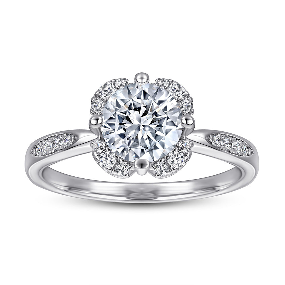 Korean Version Of The Fashion Flower Yang Micro-inlaid Zircon Wedding Ring Engagement Jewelry