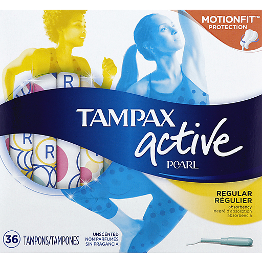Tampax Pearl Active Plastic Regular Absorbency Tampons