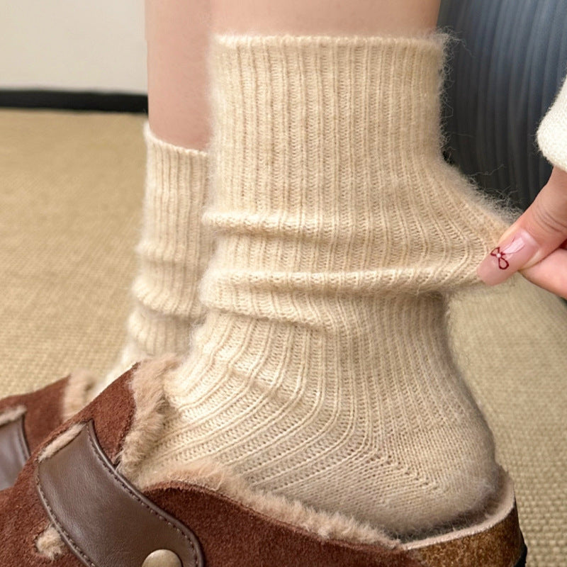 Autumn And Winter Solid Color Wool Socks