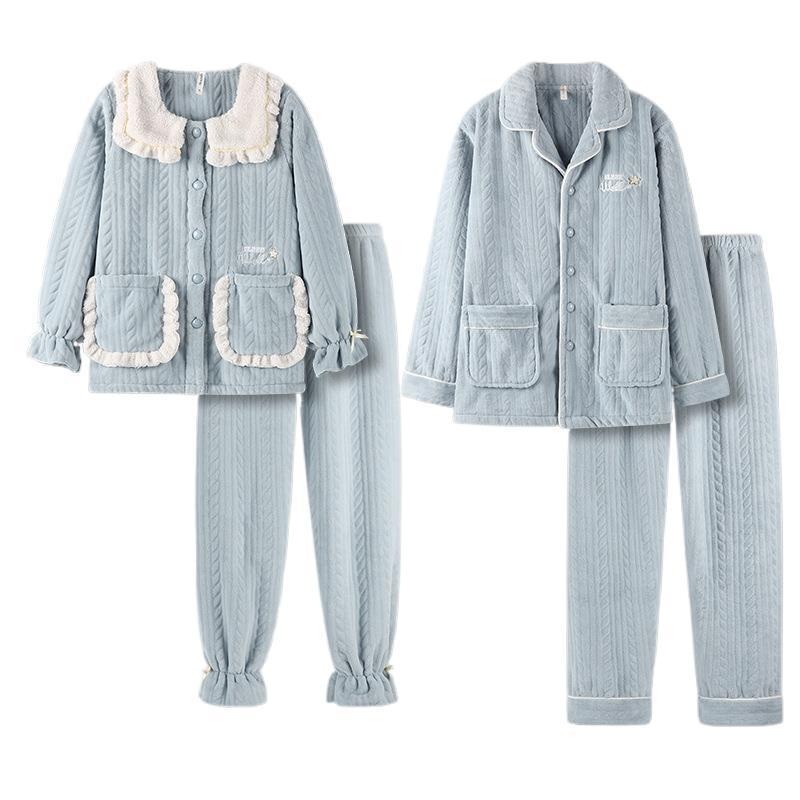 Couple Thickened Men's Coral Fleece Home Wear Suit Autumn And Winter