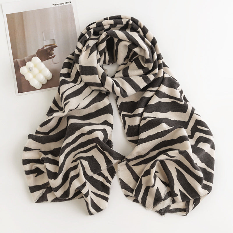 Leopard Print Artificial Cashmere Scarf Women's Warm Scarf Winter
