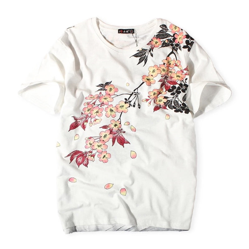 Vintage Japanese Harajuku Floral Carp Men's T-shirt