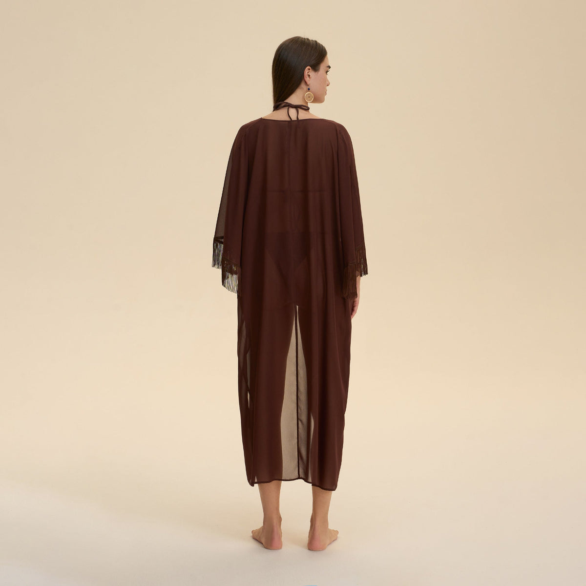 Chiffon Tassel Blouse Robe, Loose-fitting Sheer Sleepwear