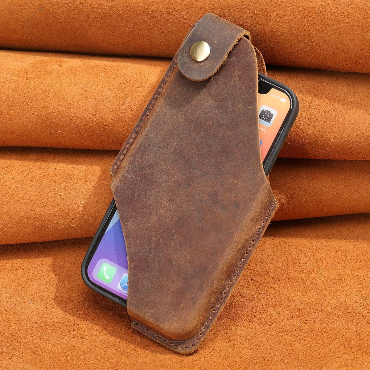 Simple Cowhide Phone Crossbody Bag