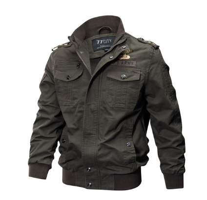 Men's Fall Jacket - Washed Cotton Military Style Plus Size