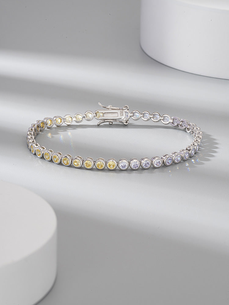 S925 Sterling Silver Two-tone Zircon Bracelet