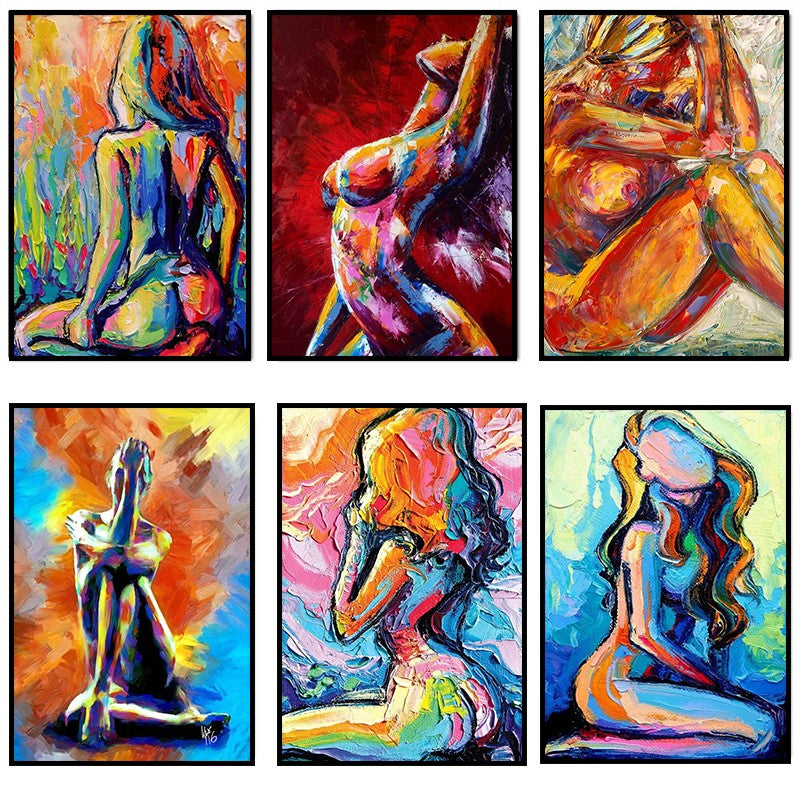 Abstract Women's Nude Oil Painting Sexy Body Art Canvas