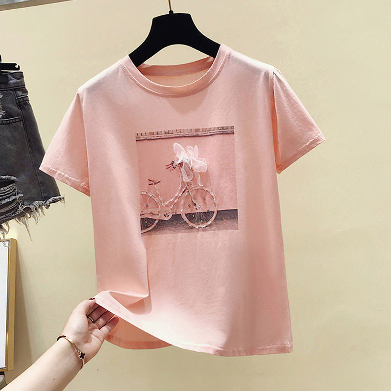 Summer Fashion With Loose Blouses, Women Cover Belly And Reduce Age, Short-sleeved T-shirts