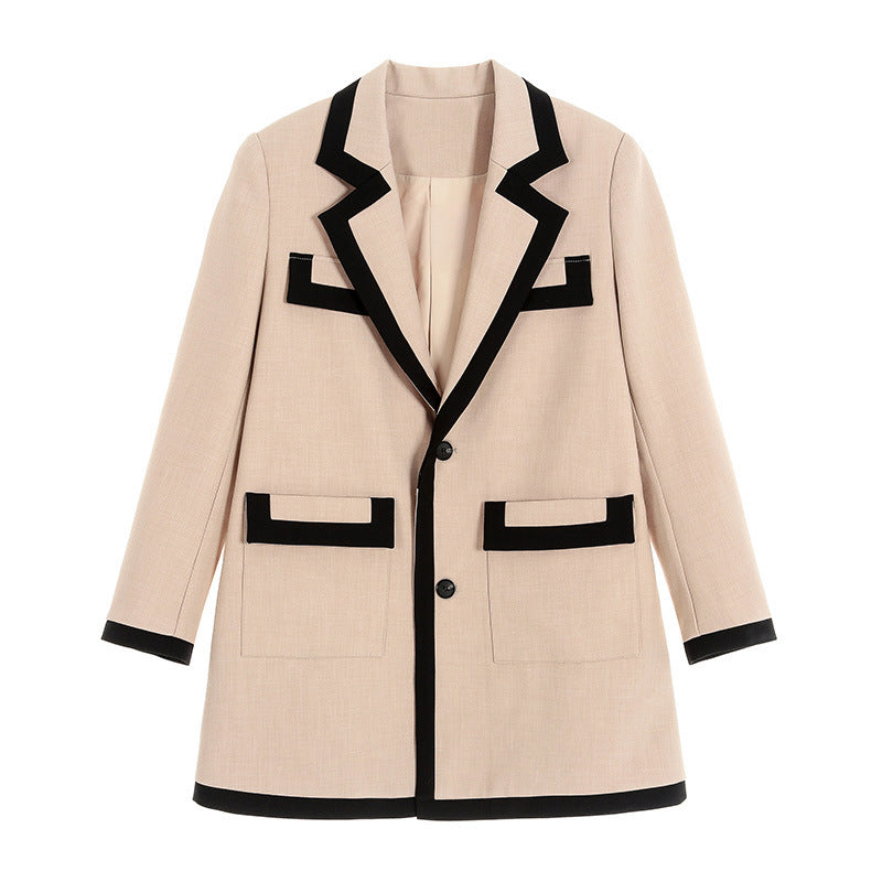 Stylish French Style Color Block Blazer Jacket for Women