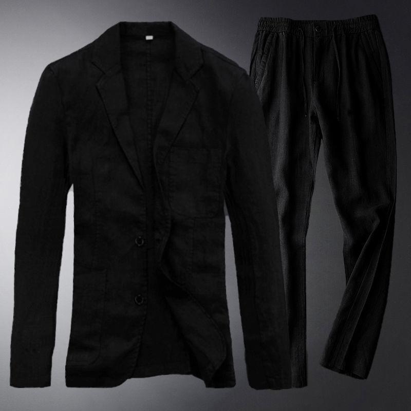 Two-piece Retro Solid Color High-end Simple Casual Suit