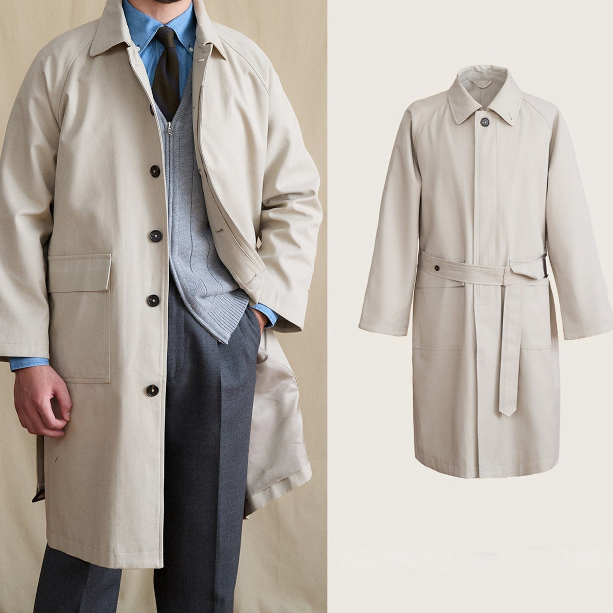 Gentry Vintage Cotton Blended Trench Coat British Overcoat