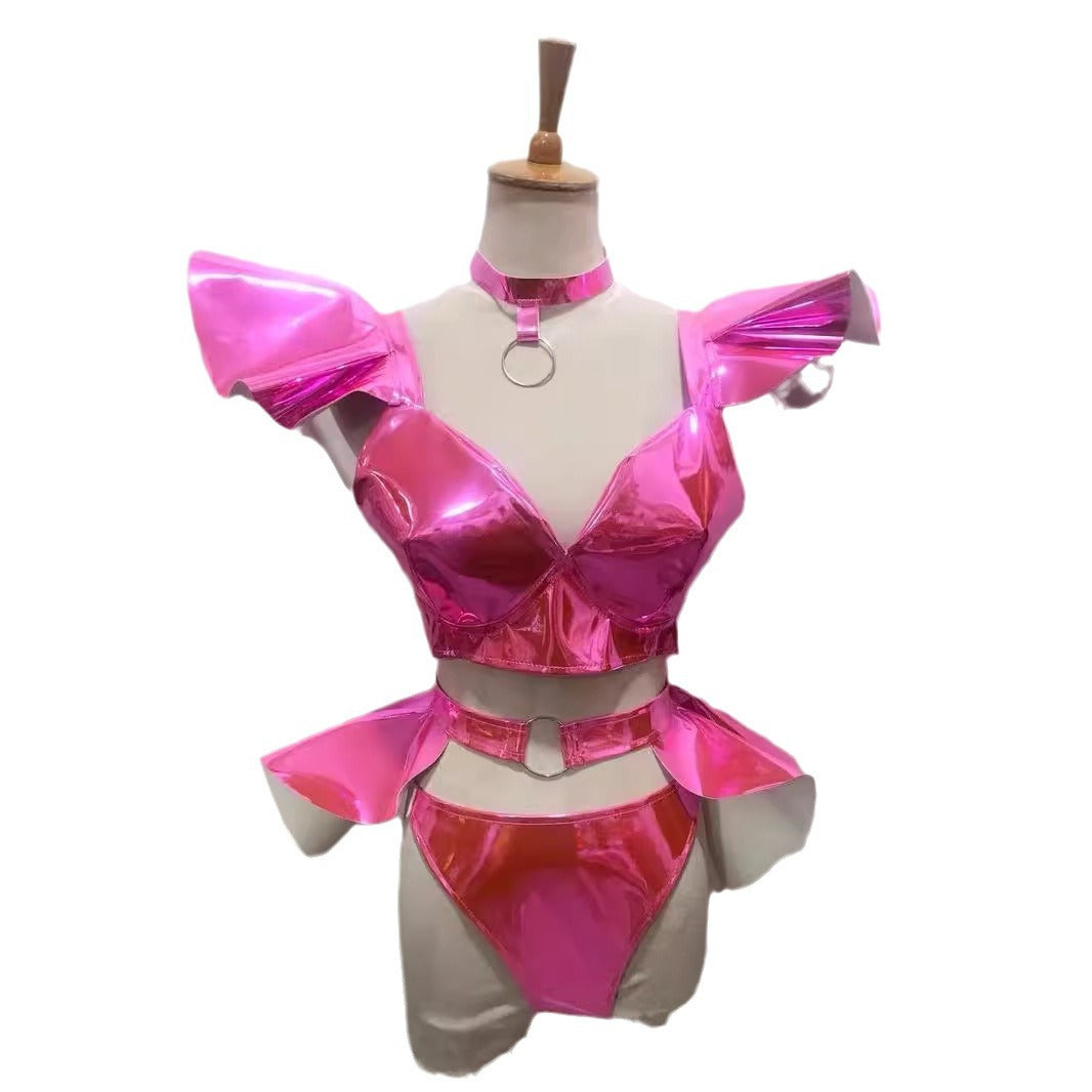 Stage Costume Sexy Bright Hard Patent Leather Suit