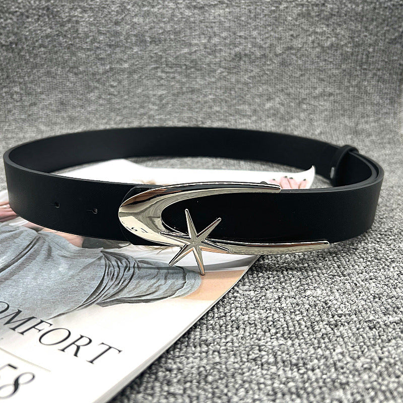 Versatile Belt For Women With Jeans New Crescent Moon Star Fashion
