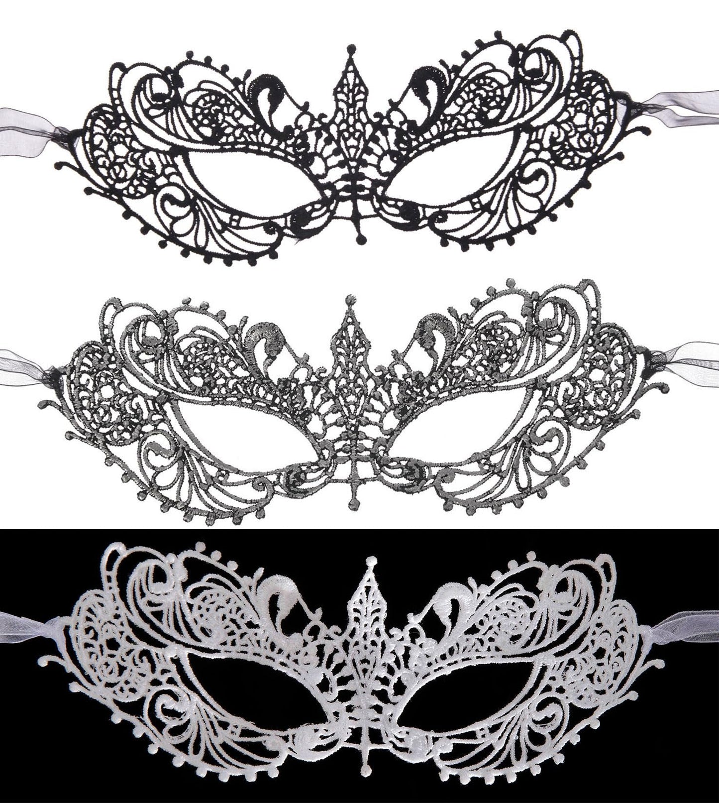 Vintage Venetian Masquerade Masks for Women - Classic Half Face Masks for Parties - 3 Piece Set