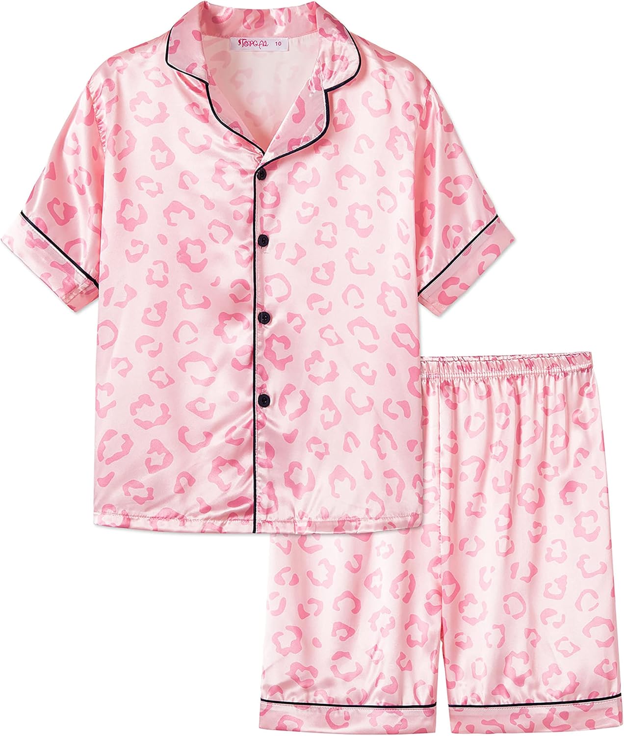 Girls Satin Pajama Set - Silky Button Down PJ with Shorts Size 6-16