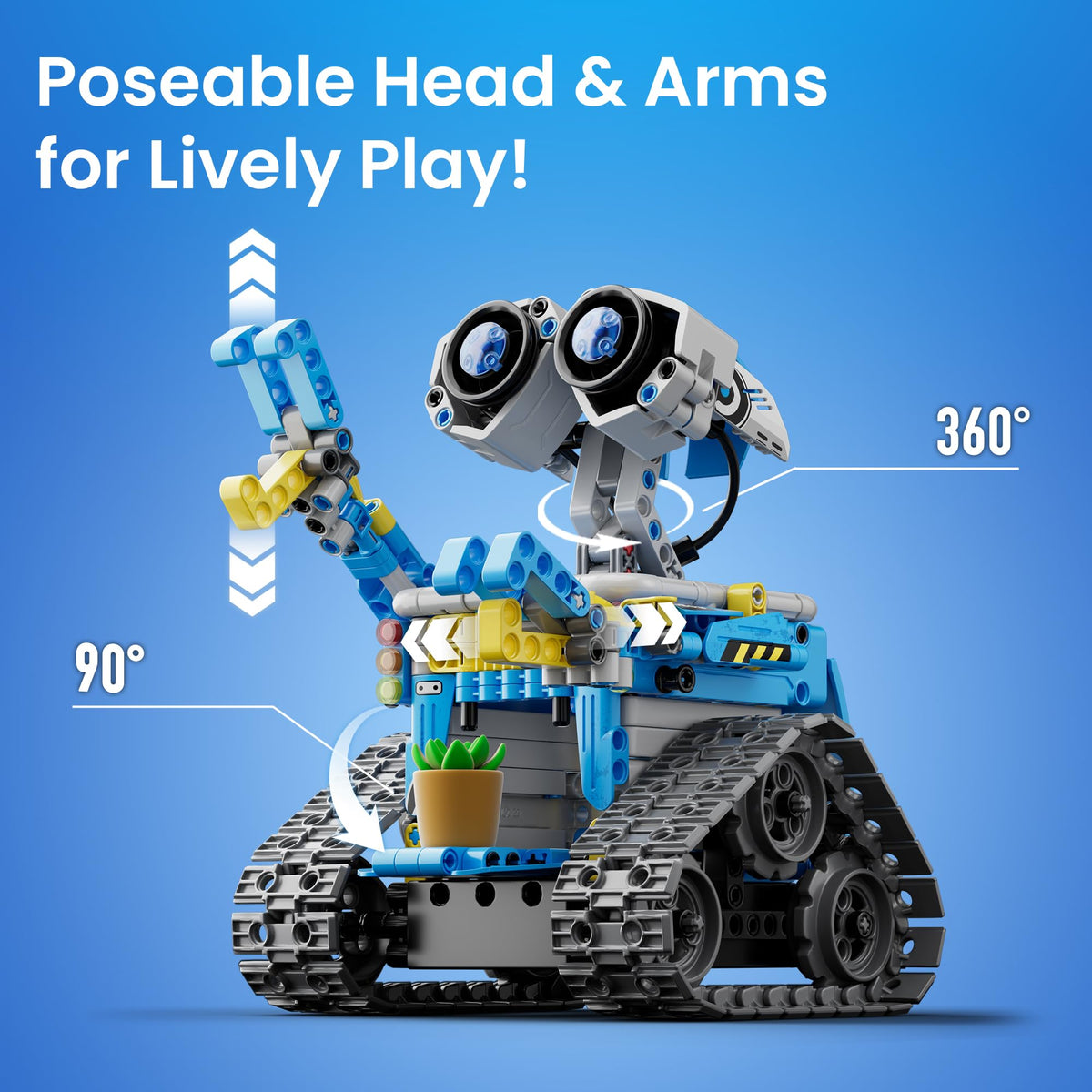 Sillbird Robot Building Kit 488 Pieces 5in1 STEM Toy Remote Control Blue.
