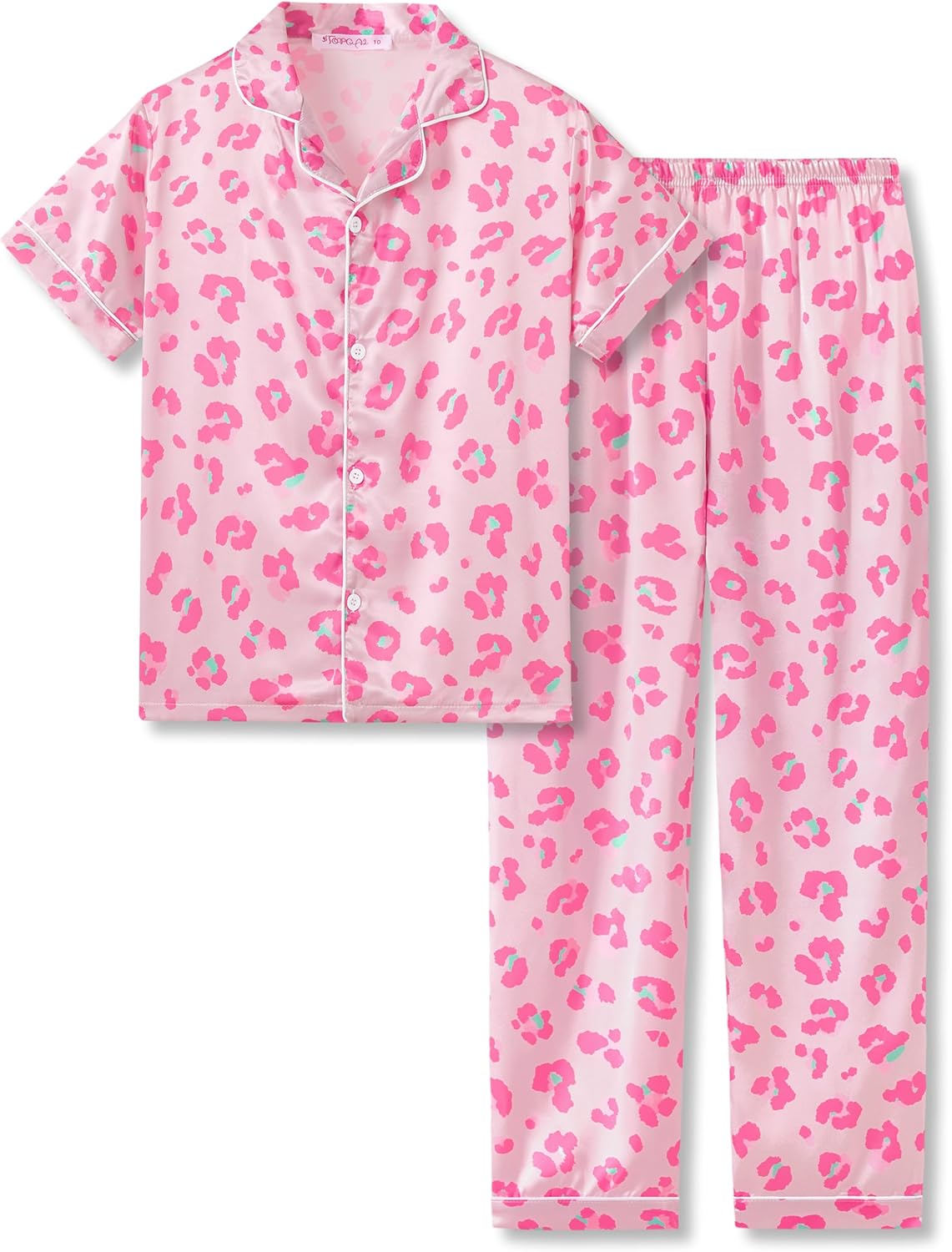 Girls Satin Pajama Set - Silky Button Down PJ with Shorts Size 6-16