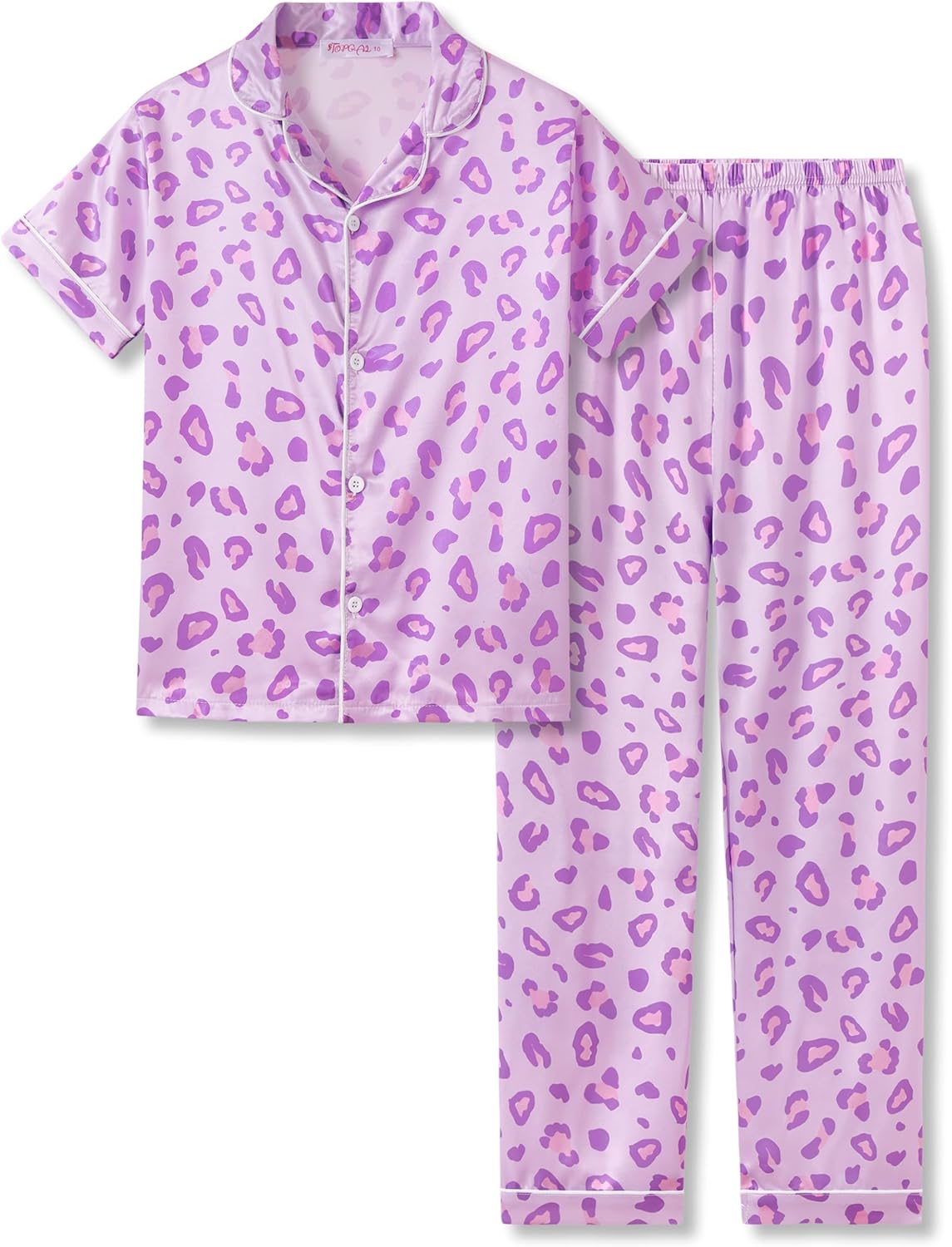 Girls Satin Pajama Set - Silky Button Down PJ with Shorts Size 6-16