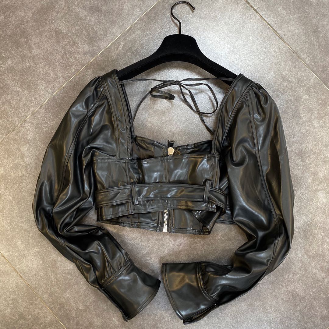 Fashion Niche Design Tube Thin Blouses Vintage Square Collar Long Sleeve Female Shirts Chic Tops