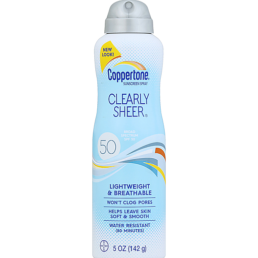 Coppertone Clearly Sheer Sunscreen, Spray, Broad Spectrum SPF 50