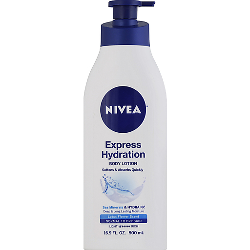 Nivea Body Lotion, Express Hydration, Lotus Flower Scent 16.9 Oz