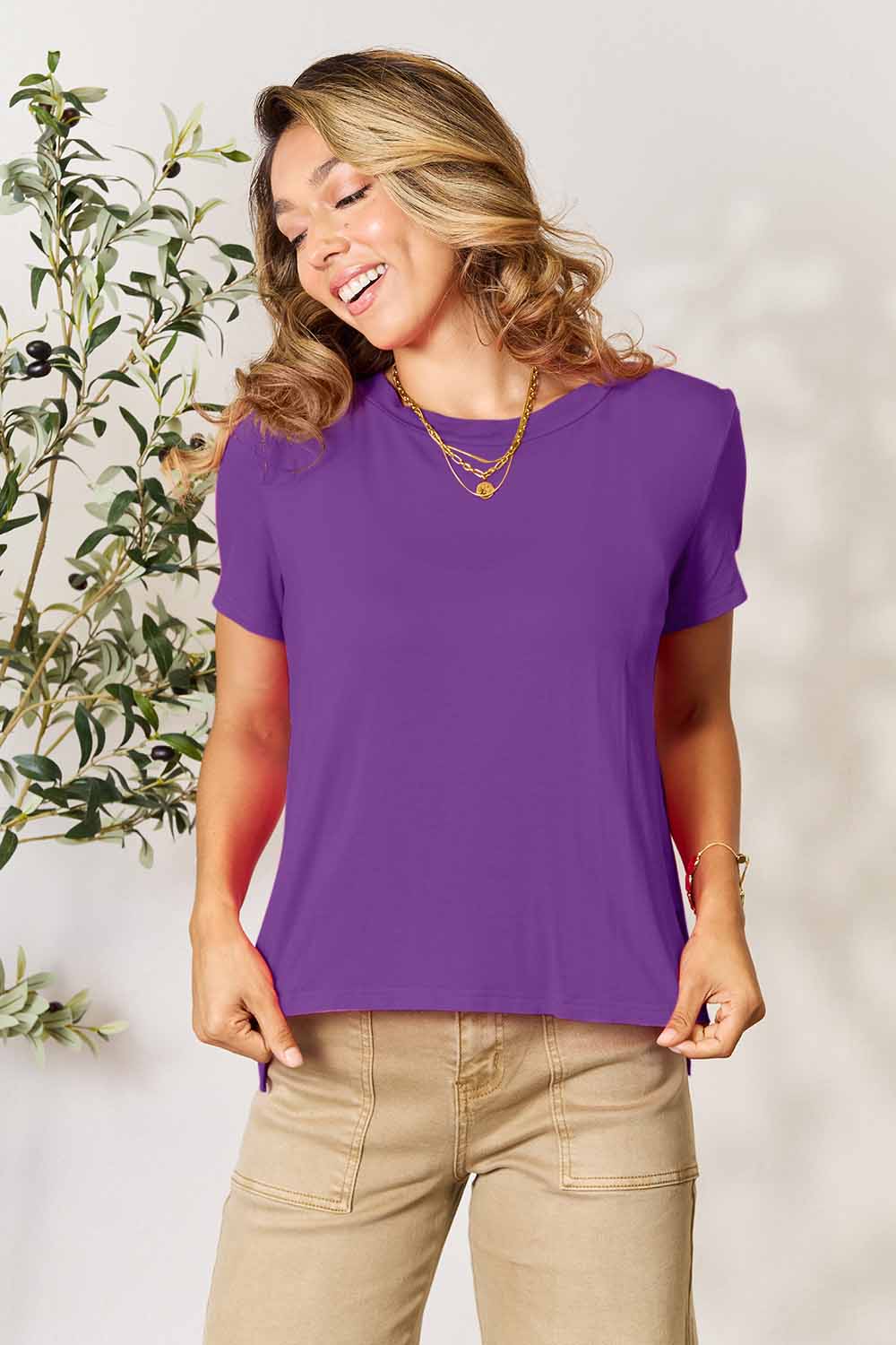 Relaxed Fit Rayon Crewneck Tee